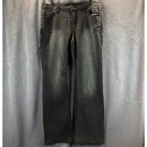 Jordache Bootcut Medium Wash Gray GYMDEZ Jeans Sz 12 Flap 5 Pockets Embellished
